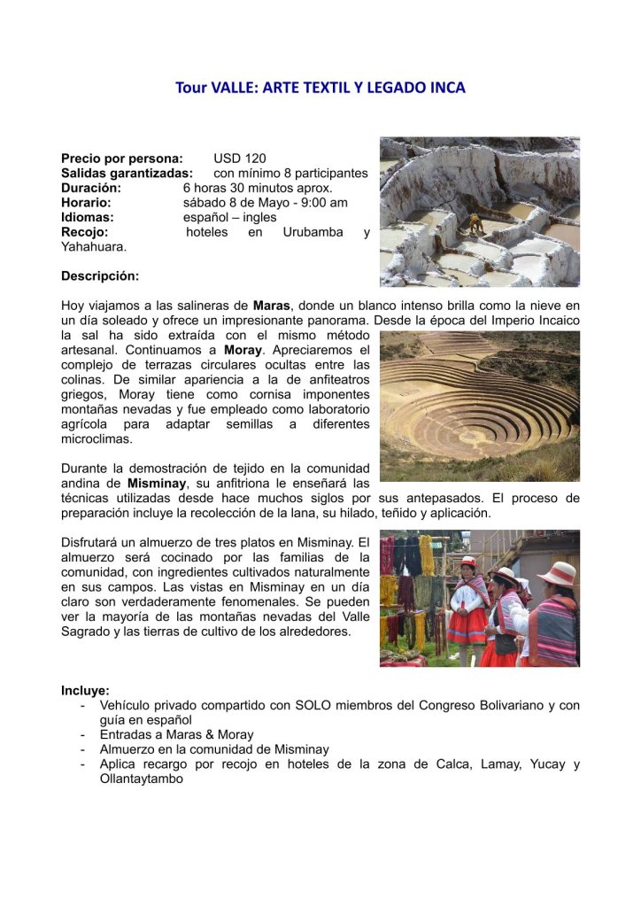 Tour VALLE ARTE TEXTIL Y LEGADO INCA